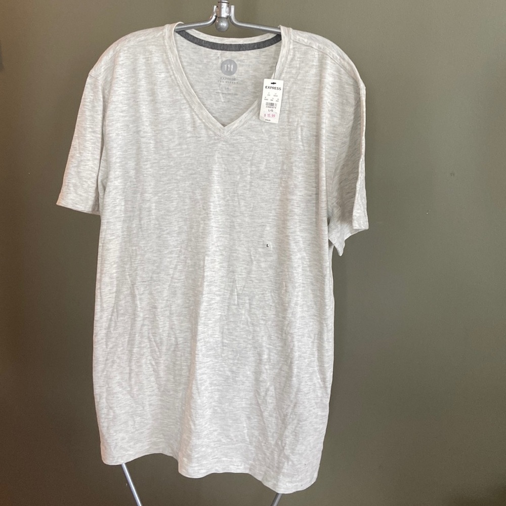 Mens Express v-neck t-shirt grey size large new with tag